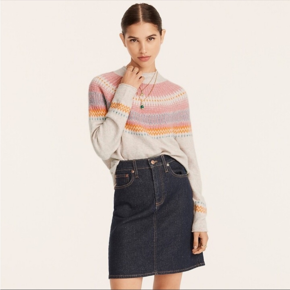 J. Crew Fair Isle yoke rollneck sweater alpaca  merino wool Supersoft yarn S